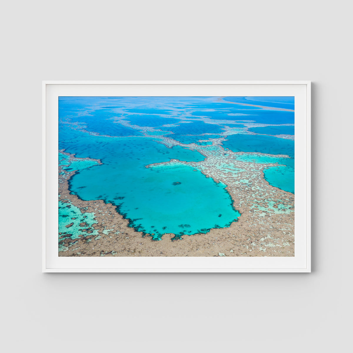 Great Barrier Reef Veins - Art Print - Traditional Frame - White - Landscape