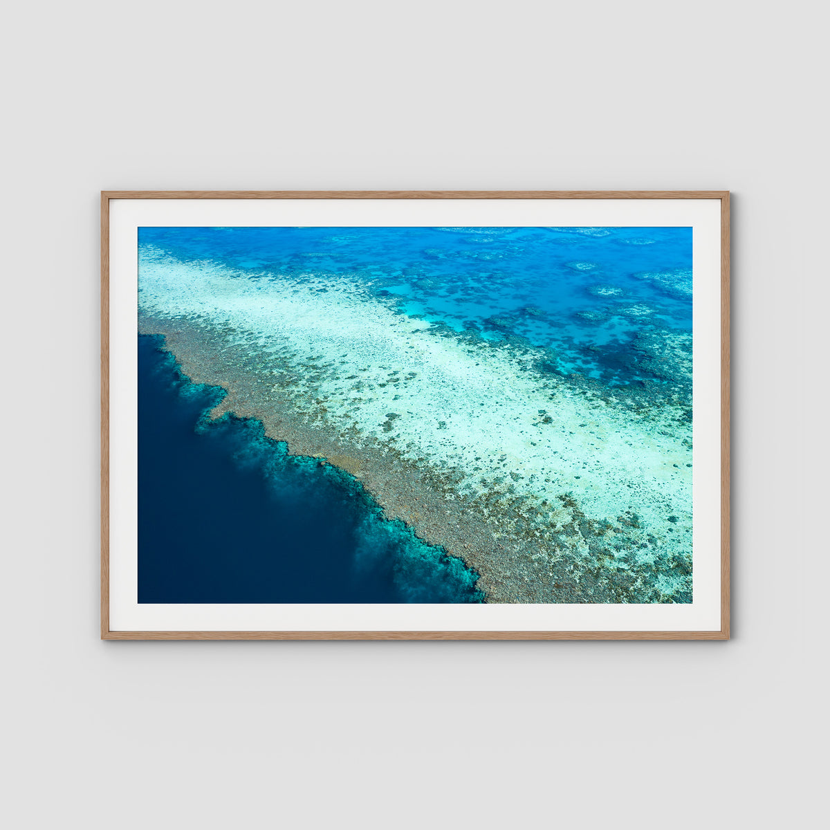 Reef Dropoff - Art Print - Traditional Frame - Raw Oak - Landscape