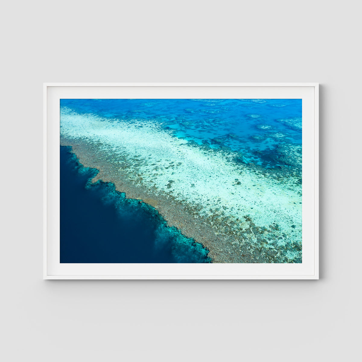 Reef Dropoff - Art Print - Traditional Frame - White - Landscape