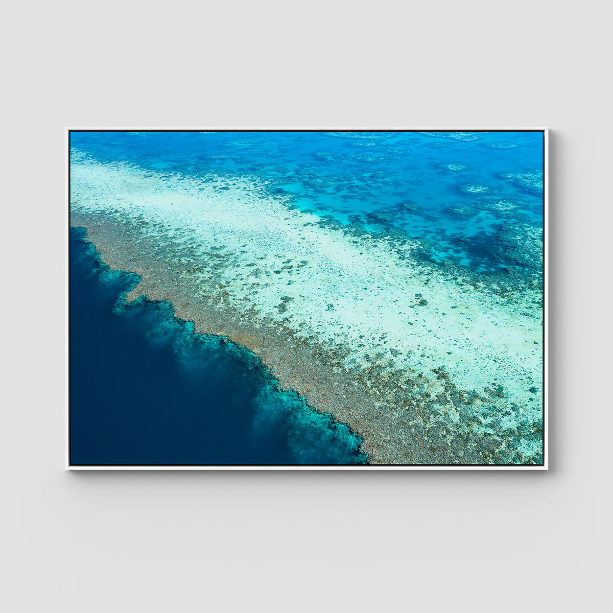 Reef Dropoff - Art Print - Float Frame Canvas - White - Landscape