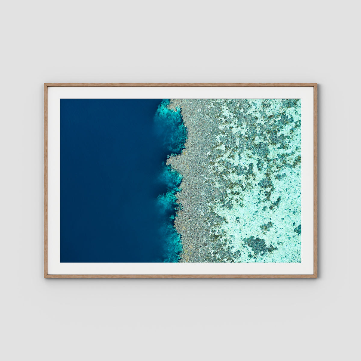 Reef Symmetry - Art Print - Traditional Frame - Raw Oak - Landscape