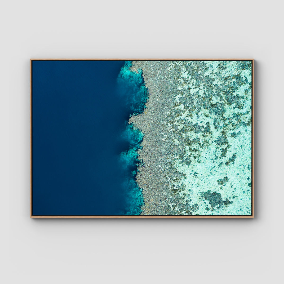 Reef Symmetry - Art Print - Float Frame Canvas - Raw Oak - Landscape