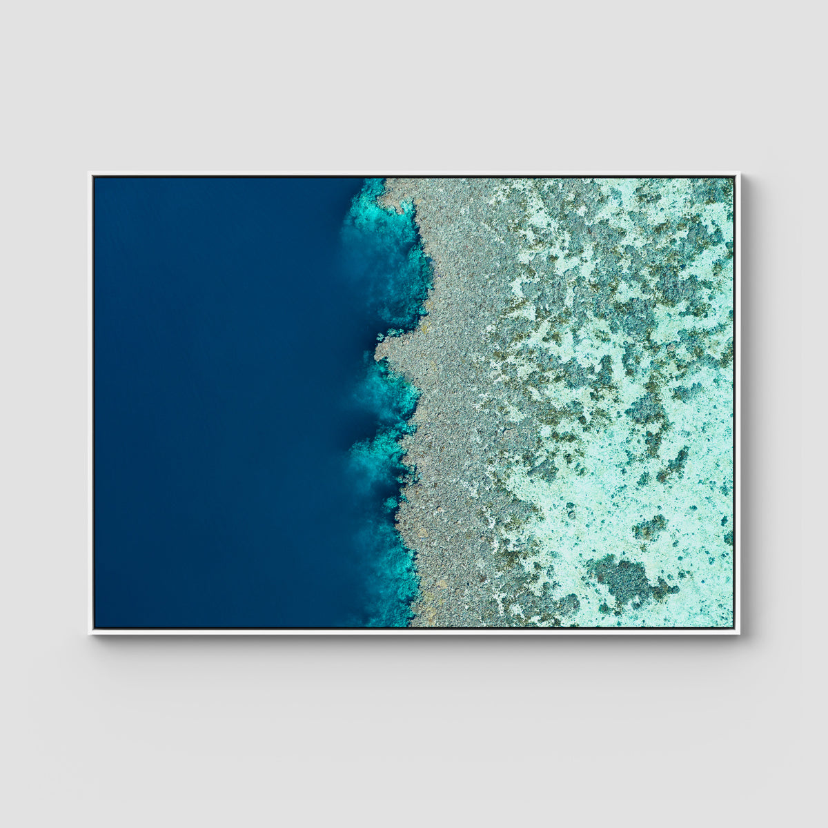 Reef Symmetry - Art Print - Float Frame Canvas - White - Landscape