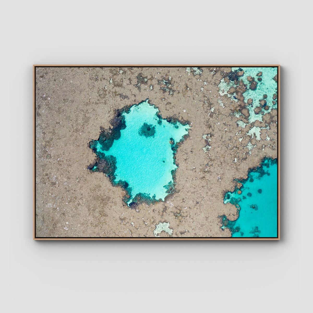 Reef Craters - Art Print - Float Frame Canvas - Raw Oak - Landscape