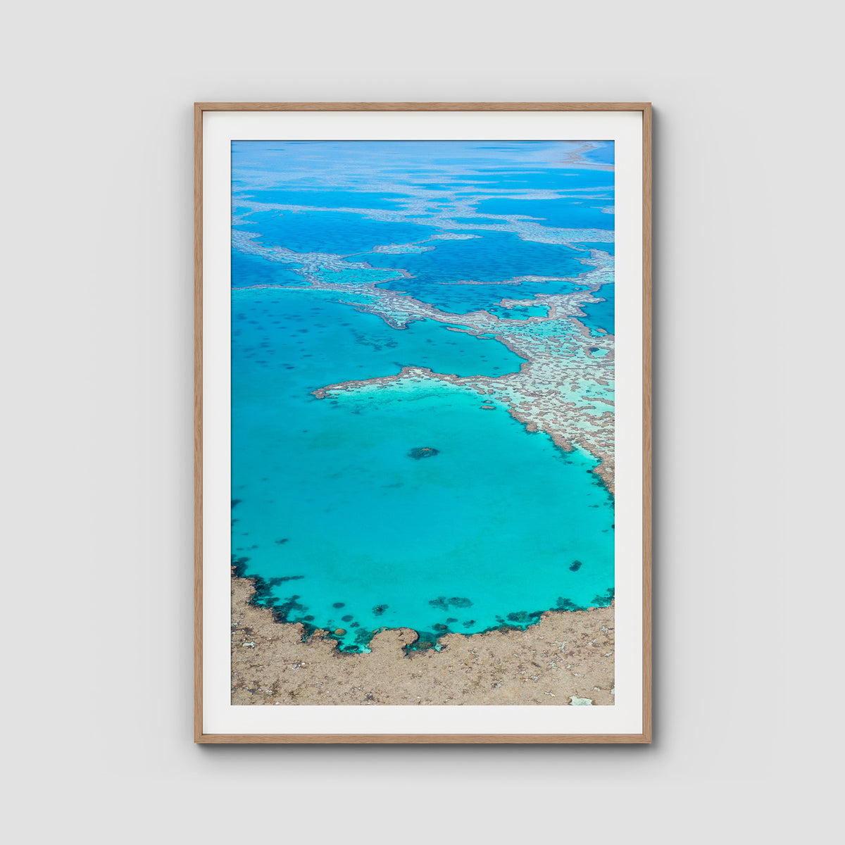 Great Barrier Reef Veins - Art Print - Traditional Frame - Raw Oak - Portrait
