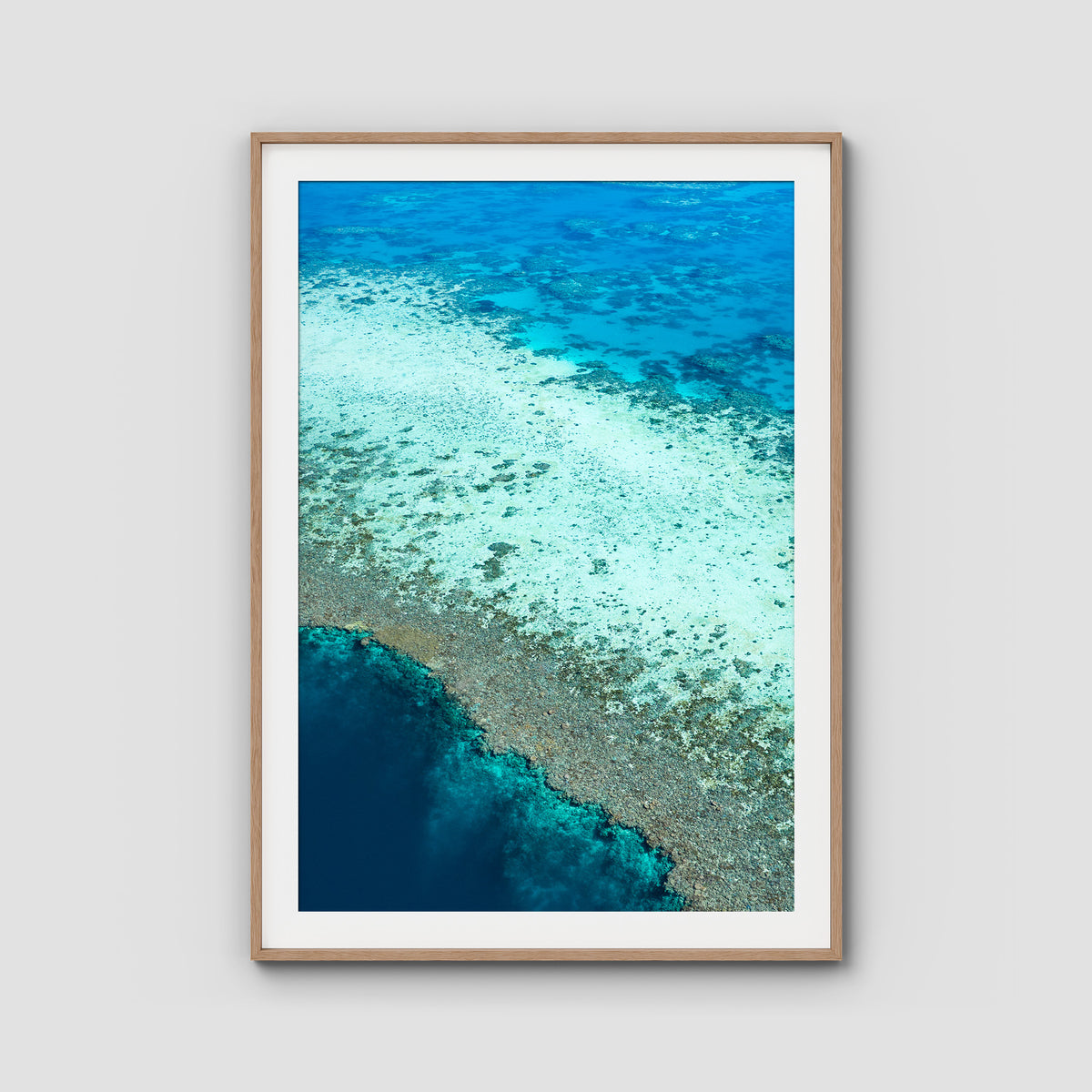 Reef Dropoff - Art Print - Traditional Frame - Raw Oak - Portrait