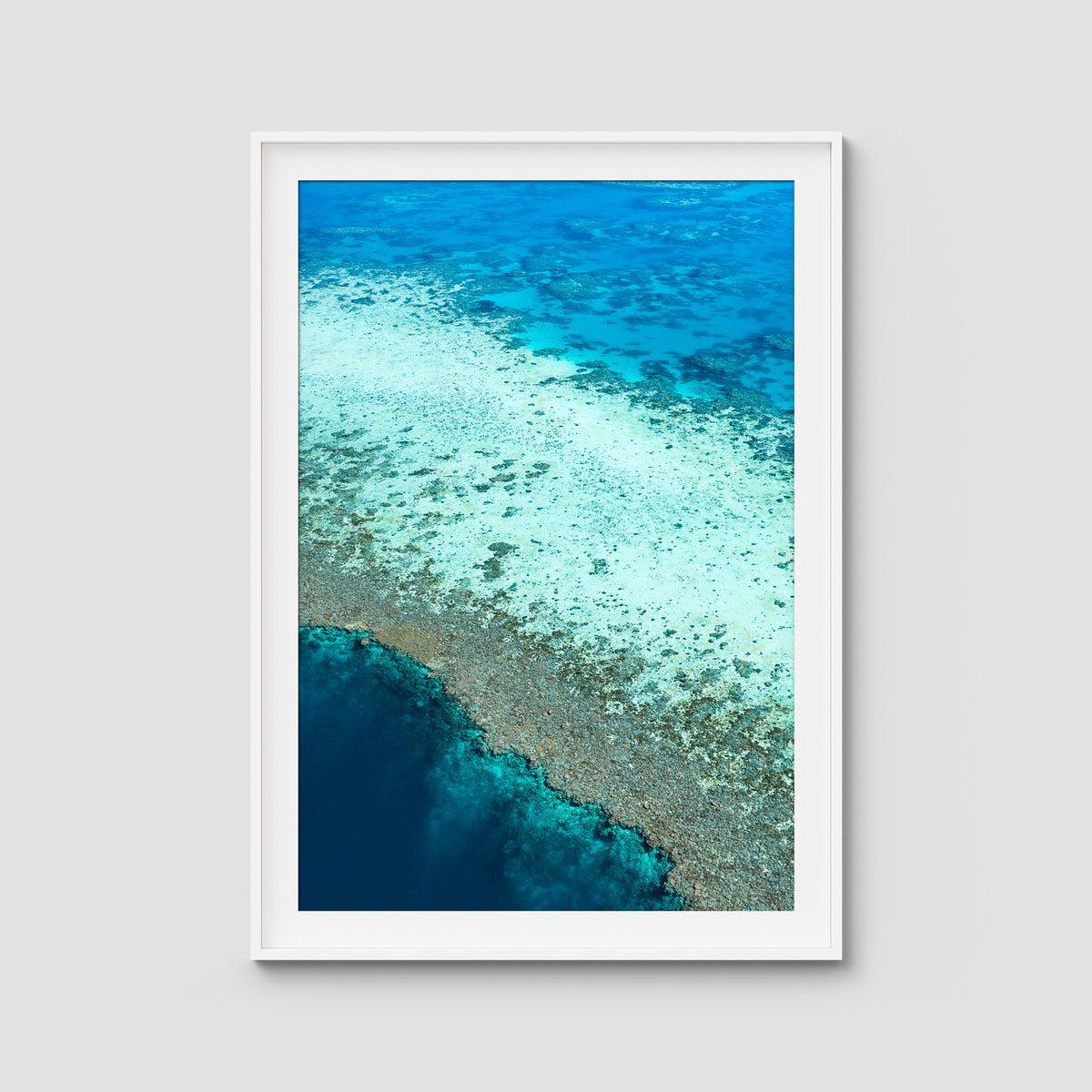 Reef Dropoff - Art Print - Traditional Frame - White - Portrait
