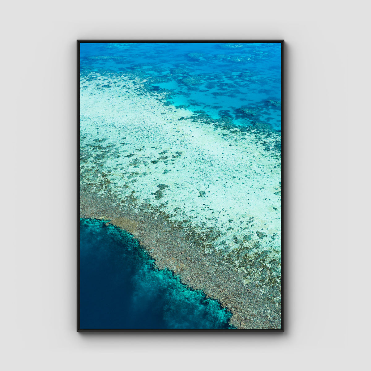 Reef Dropoff - Art Print - Float Frame Canvas - Black - Portrait