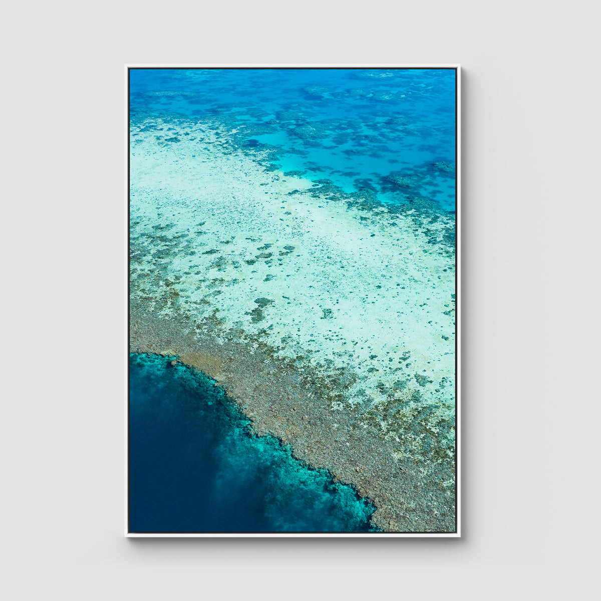 Reef Dropoff - Art Print - Float Frame Canvas - White - Portrait