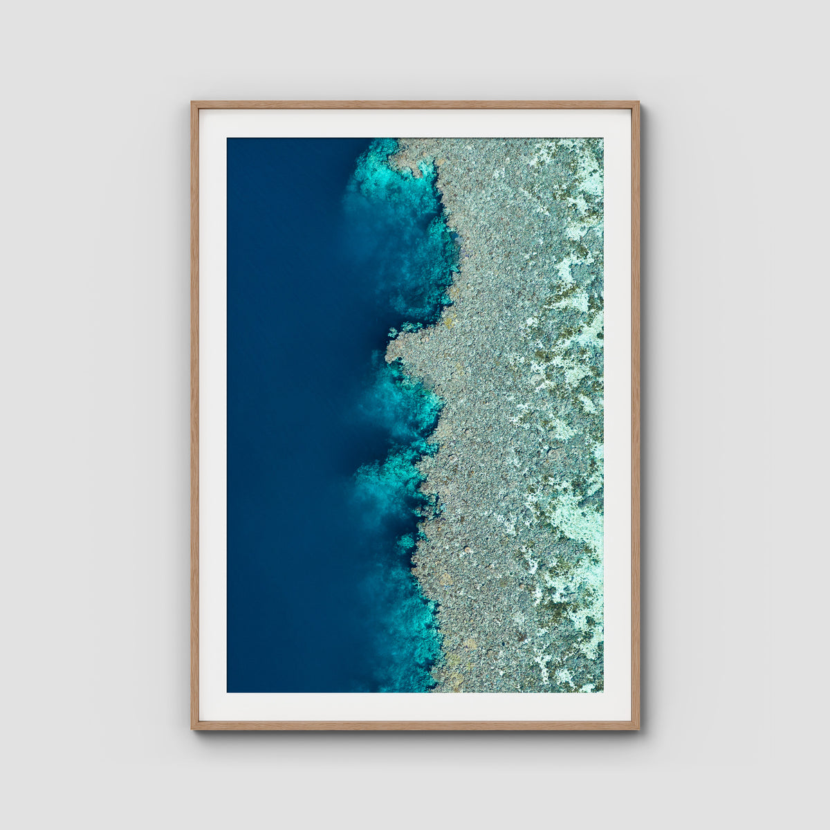 Reef Symmetry - Art Print - Traditional Frame - Raw Oak - Portrait