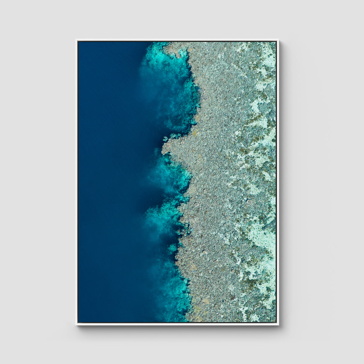 Reef Symmetry - Art Print - Float Frame Canvas - White - Portrait