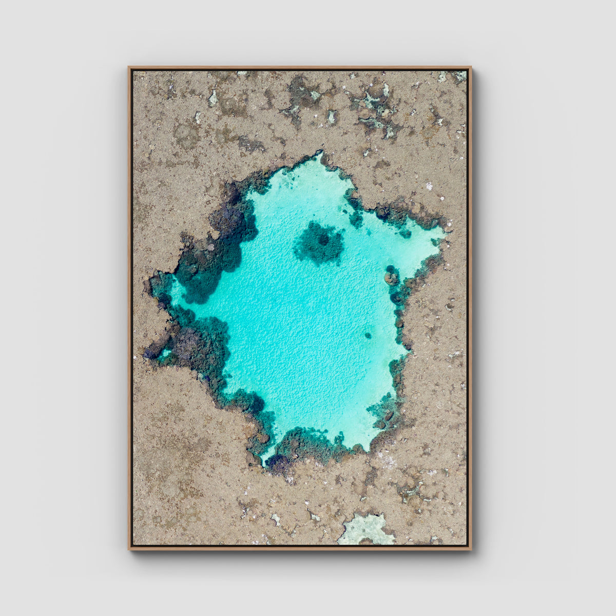 Reef Craters - Art Print - Float Frame Canvas - Raw Oak - Portrait
