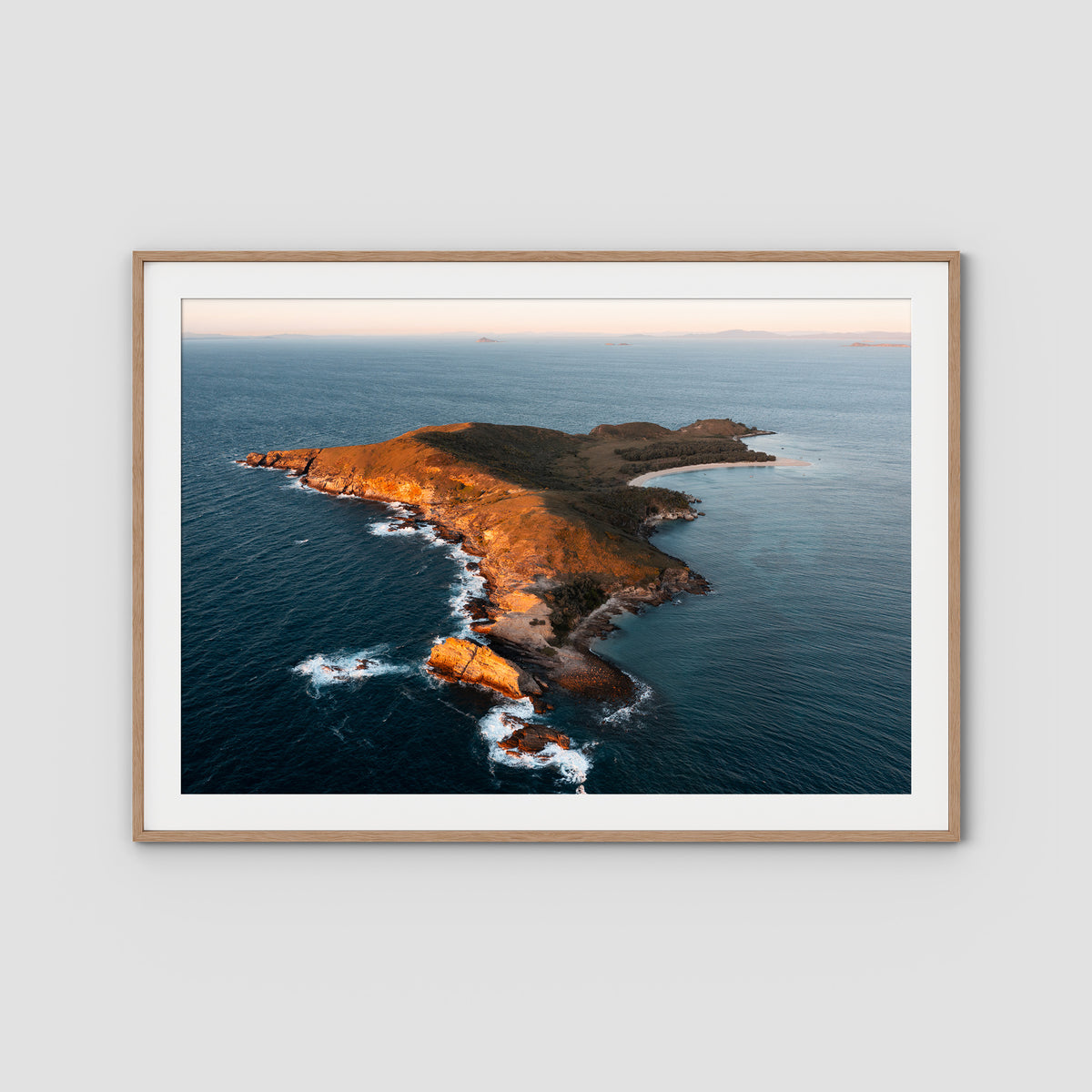 Humpy Island - Keppel Islands - Art Print - Traditional Frame - Raw Oak - Landscape