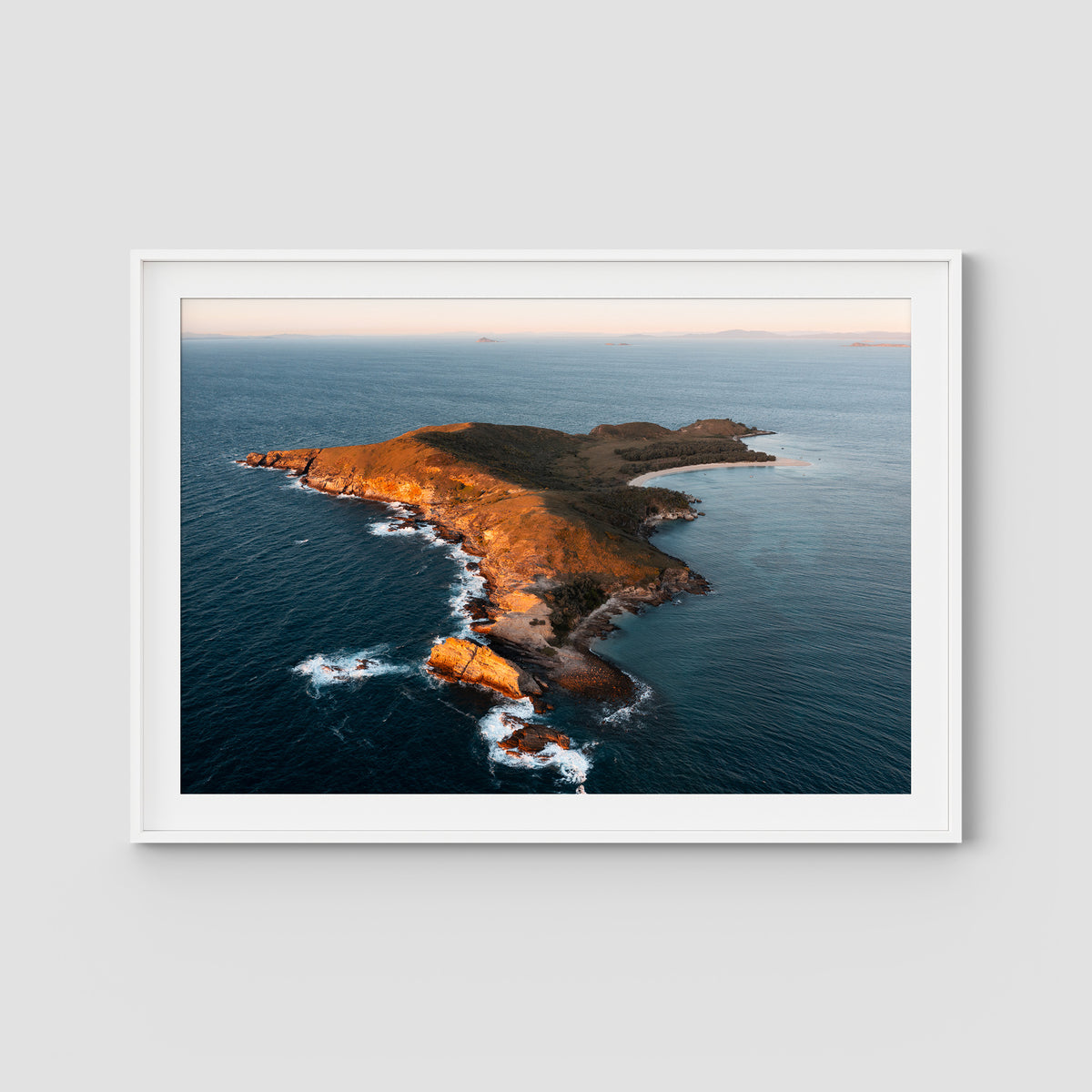 Humpy Island - Keppel Islands - Art Print - Traditional Frame - White - Landscape