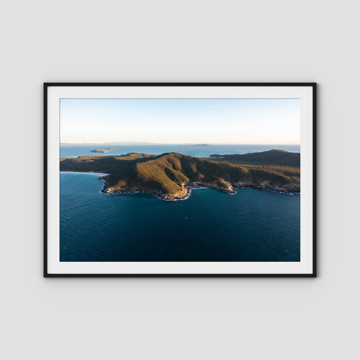 Great Keppel Island Aerial View - Art Print - Traditional Frame - Black - Landscape