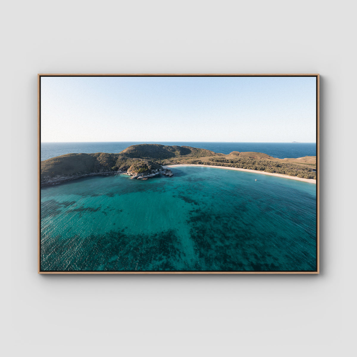 Emerald Bay - Keppel Islands - Art Print - Float Frame Canvas - Raw Oak - Landscape