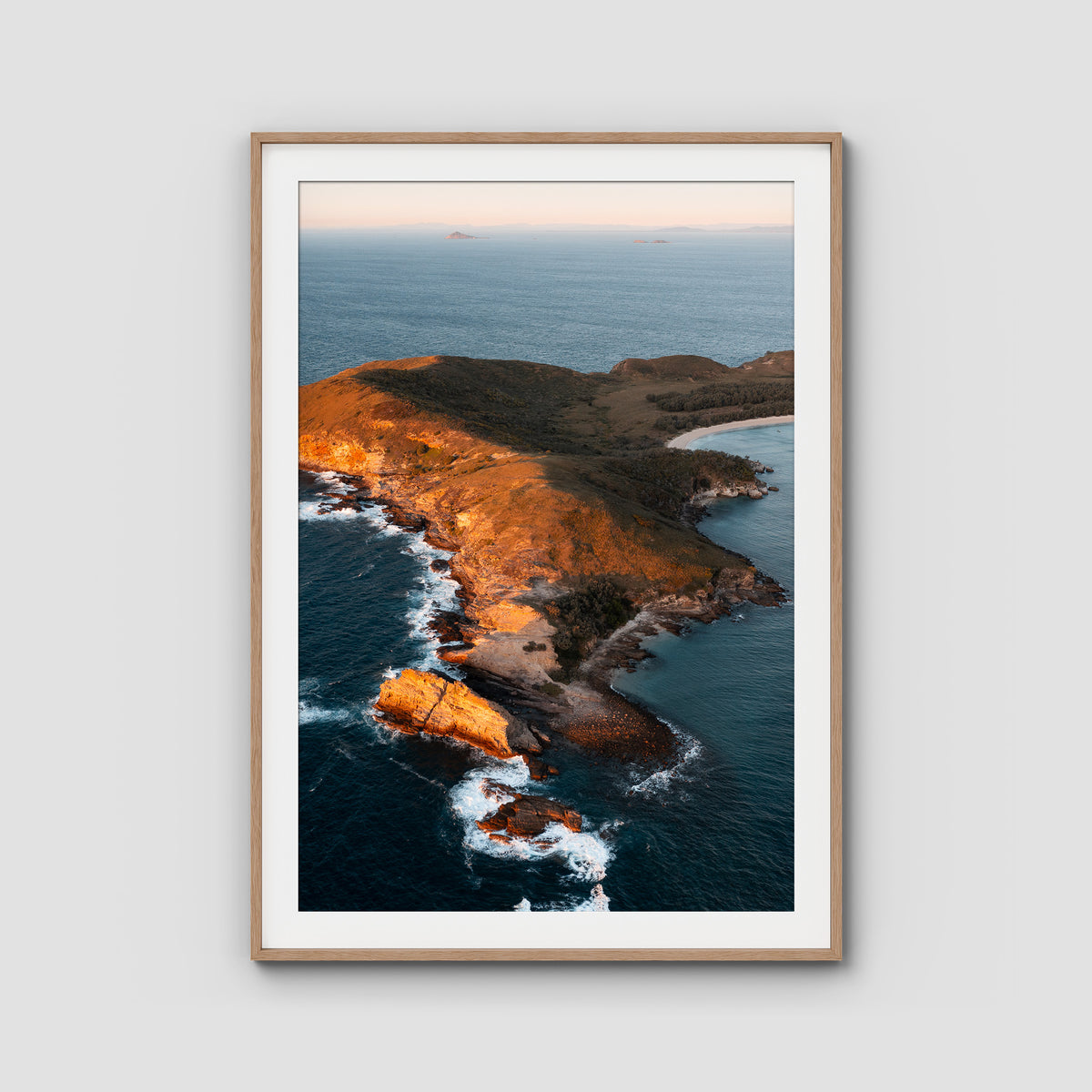 Humpy Island - Keppel Islands - Art Print - Traditional Frame - Raw Oak - Portrait