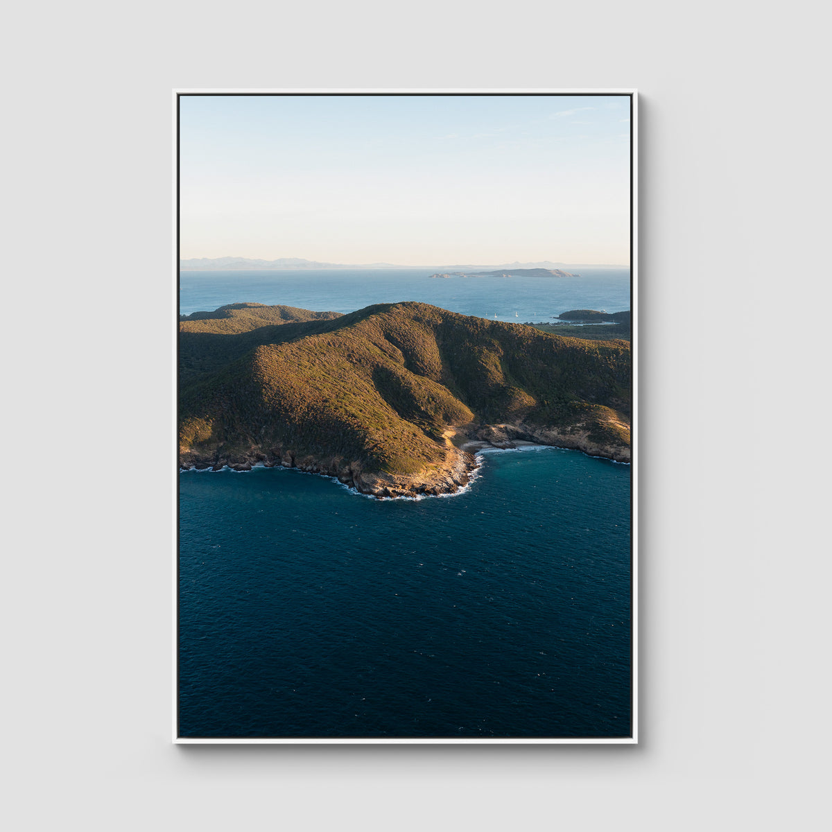 Great Keppel Island Aerial View - Art Print - Float Frame Canvas - White - Portrait