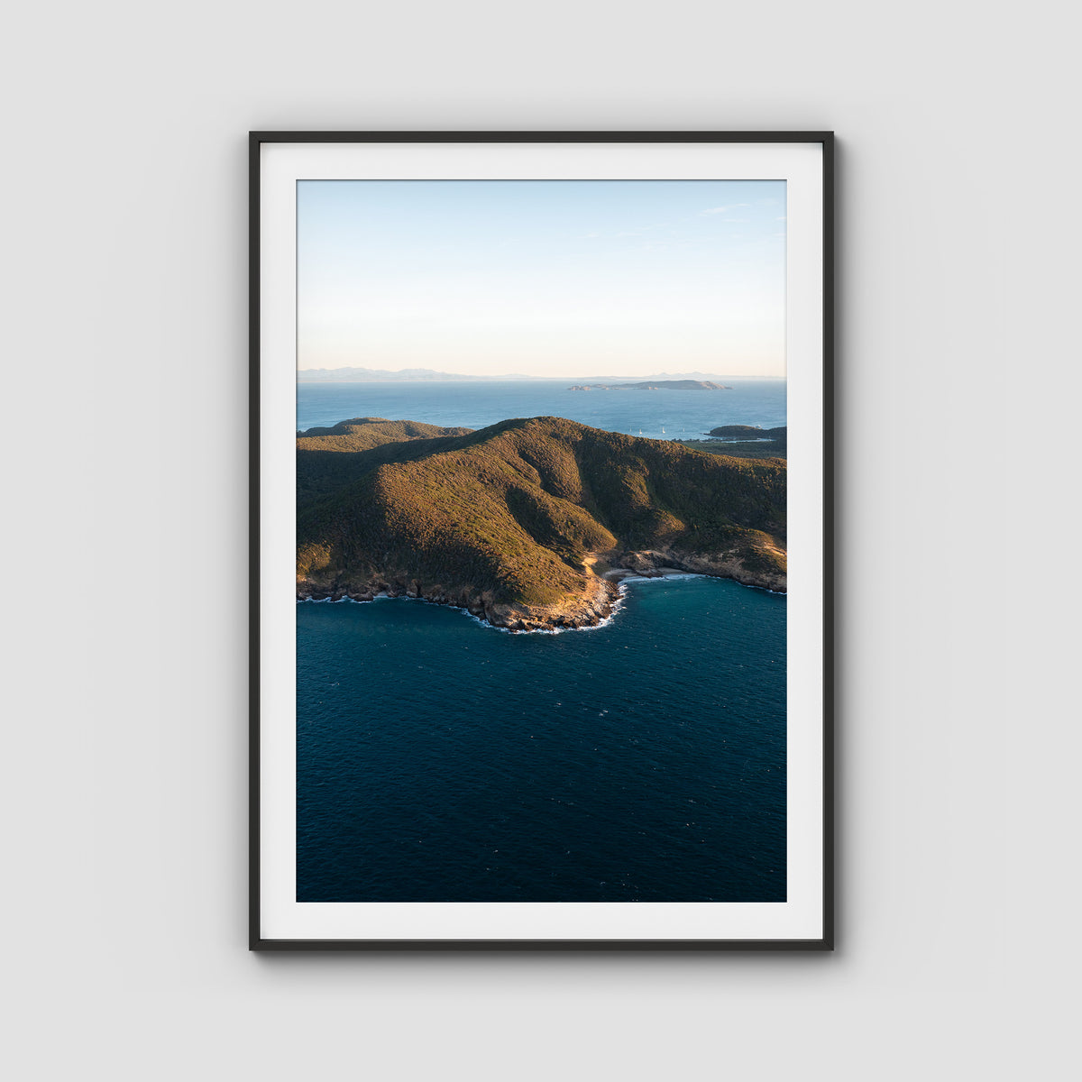 Great Keppel Island Aerial View - Art Print - Traditional Frame - Black - Portrait