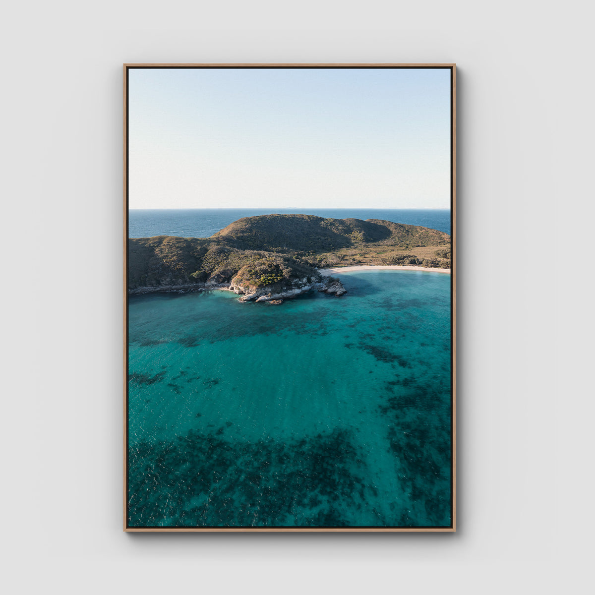 Emerald Bay - Keppel Islands - Art Print - Float Frame Canvas - Raw Oak - Portrait