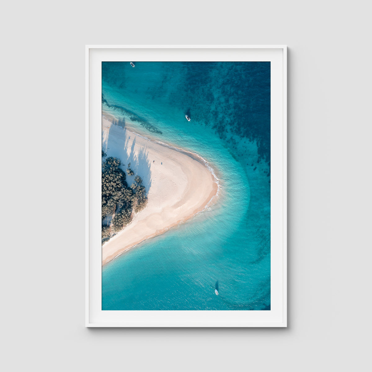 Humpy Island Turquoise - Keppel Islands - Art Print - Traditional Frame - White - Portrait