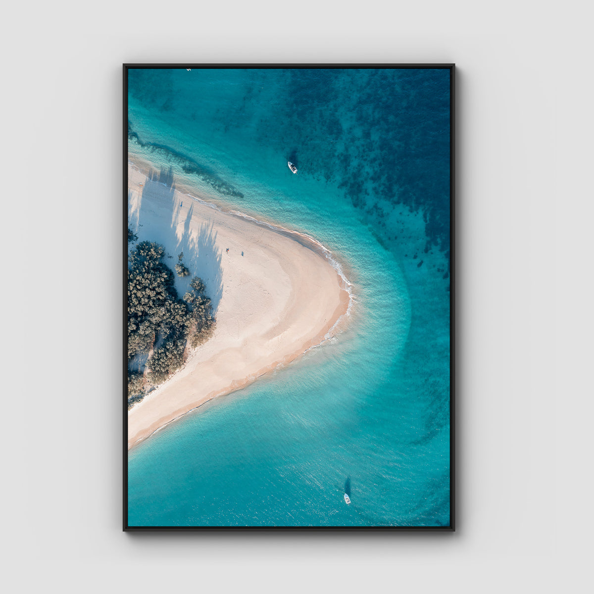 Humpy Island Turquoise - Keppel Islands - Art Print - Float Frame Canvas - Black - Portrait