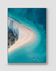 Humpy Island Turquoise - Keppel Islands - Art Print - Float Frame Canvas - White - Portrait