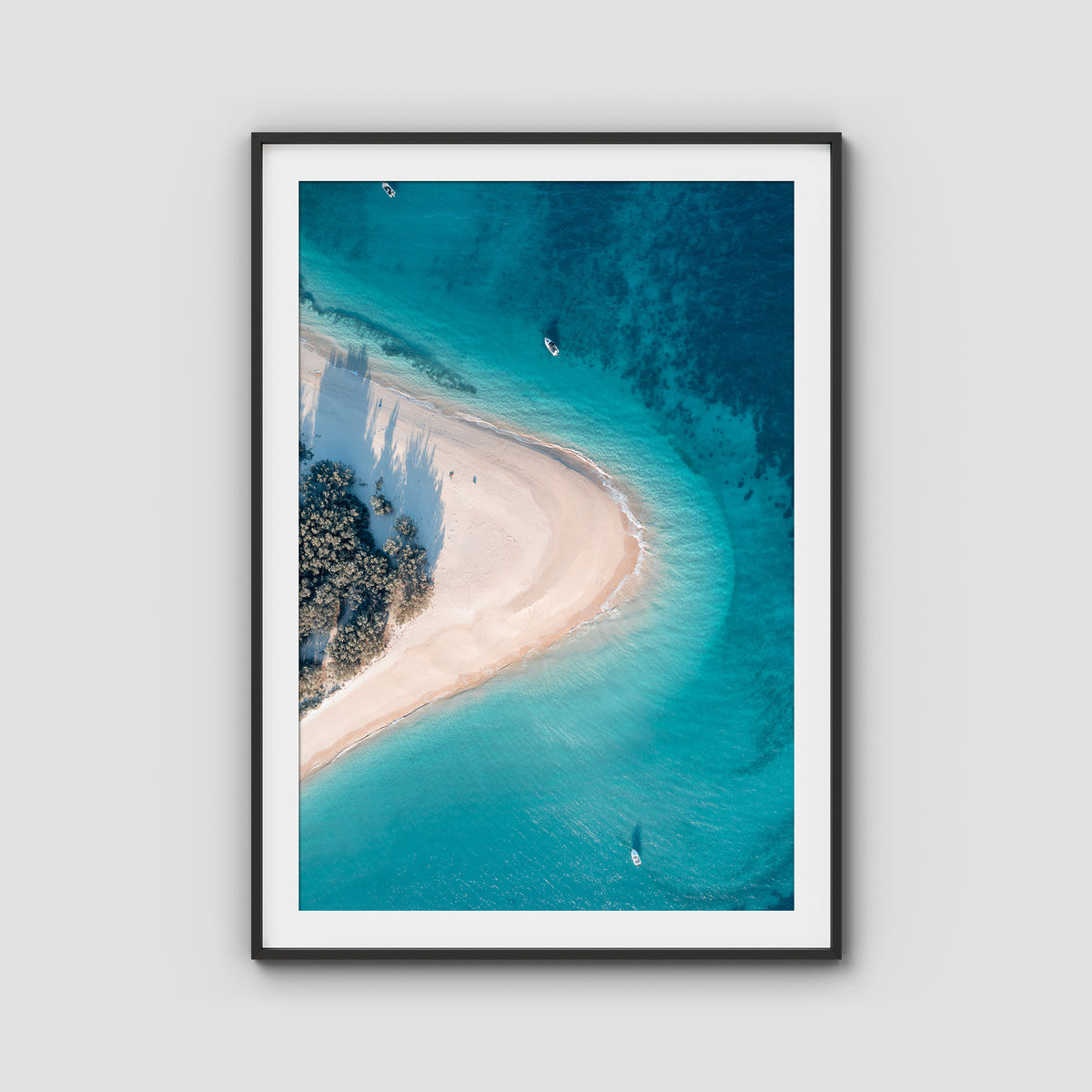 Humpy Island Turquoise - Keppel Islands - Art Print - Traditional Frame - Black - Portrait