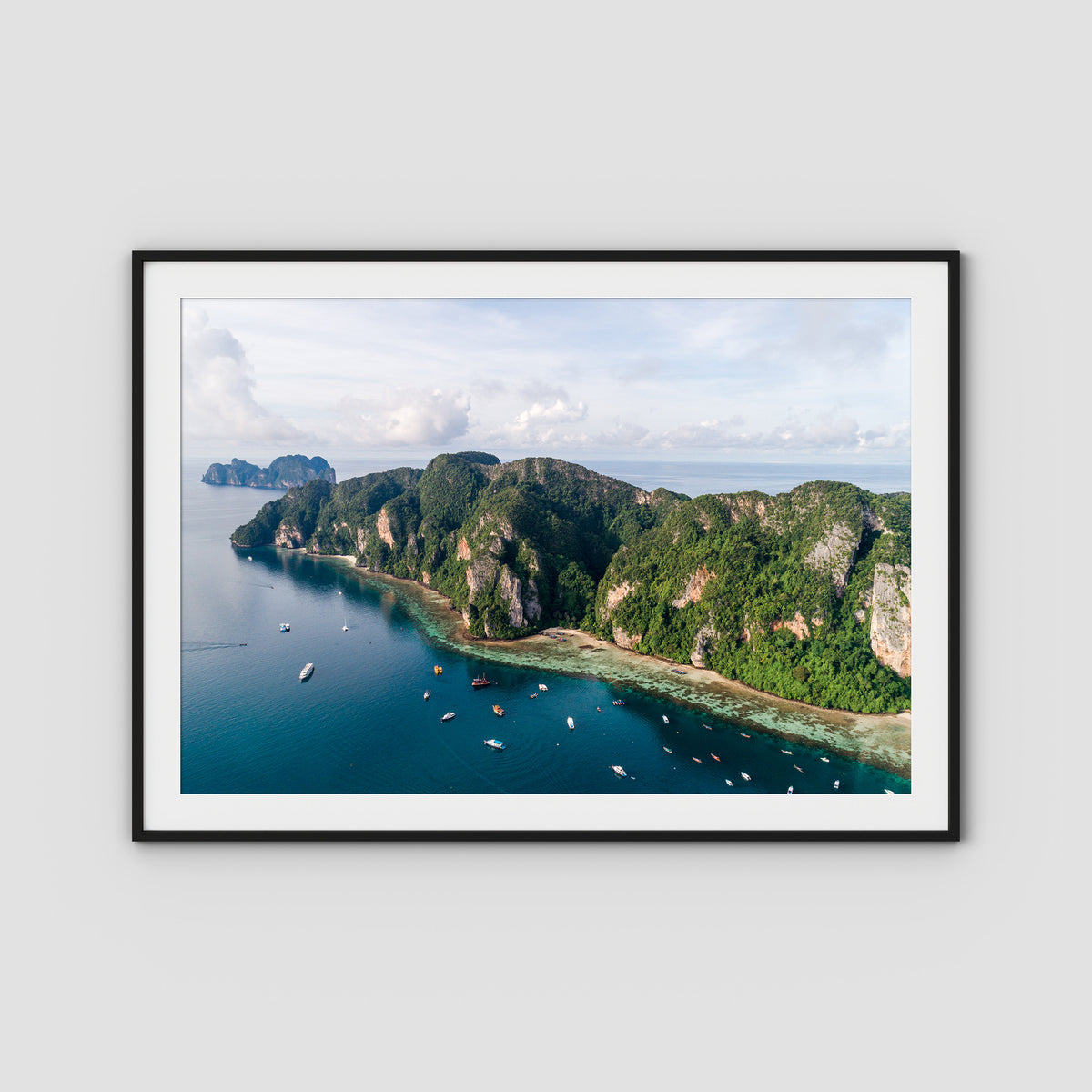 Koh Phi Phi Coastline - Art Print - Traditional Frame - Black - Landscape