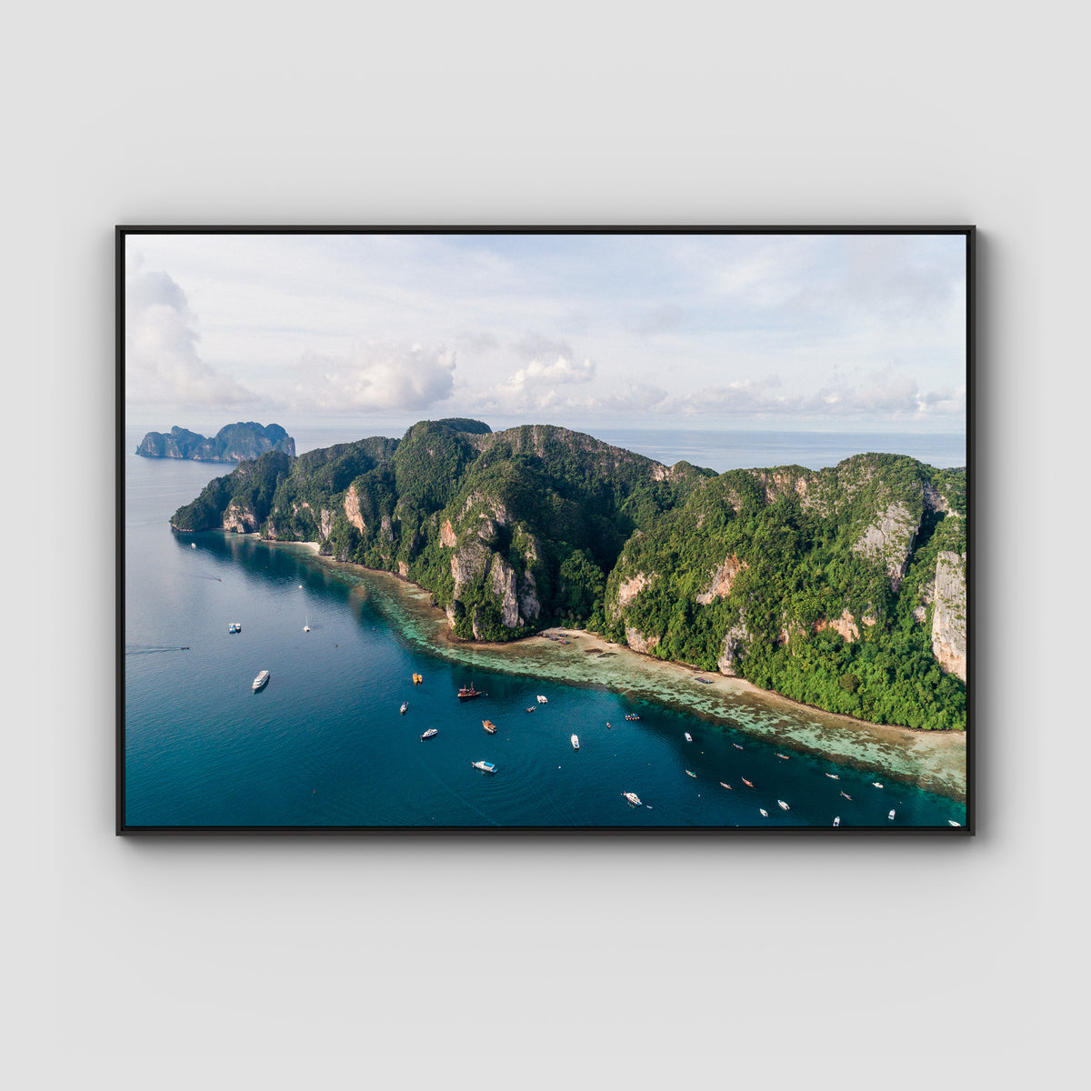 Koh Phi Phi Coastline - Art Print - Float Frame Canvas - Black - Landscape
