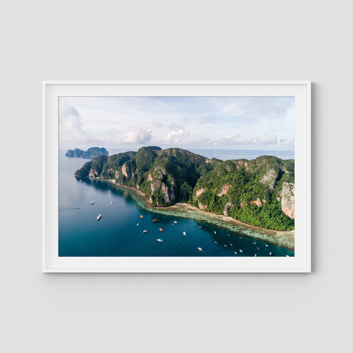 Koh Phi Phi Coastline - Art Print - Traditional Frame - White - Landscape