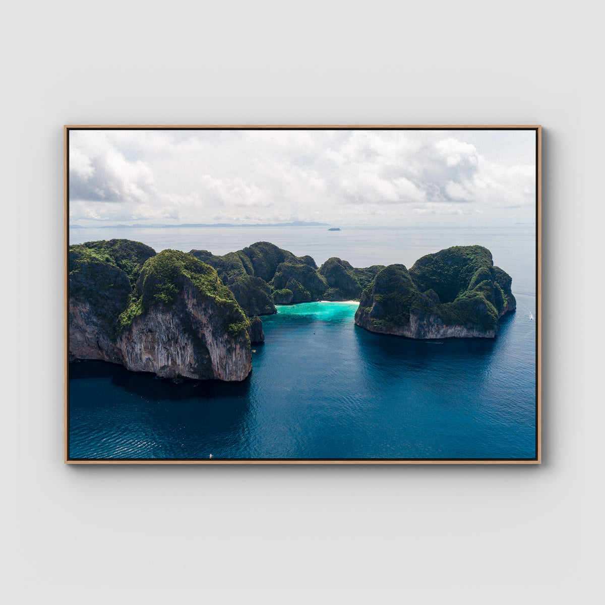 Koh Phi Phi Islands - Art Print - Float Frame Canvas - Raw Oak - Landscape