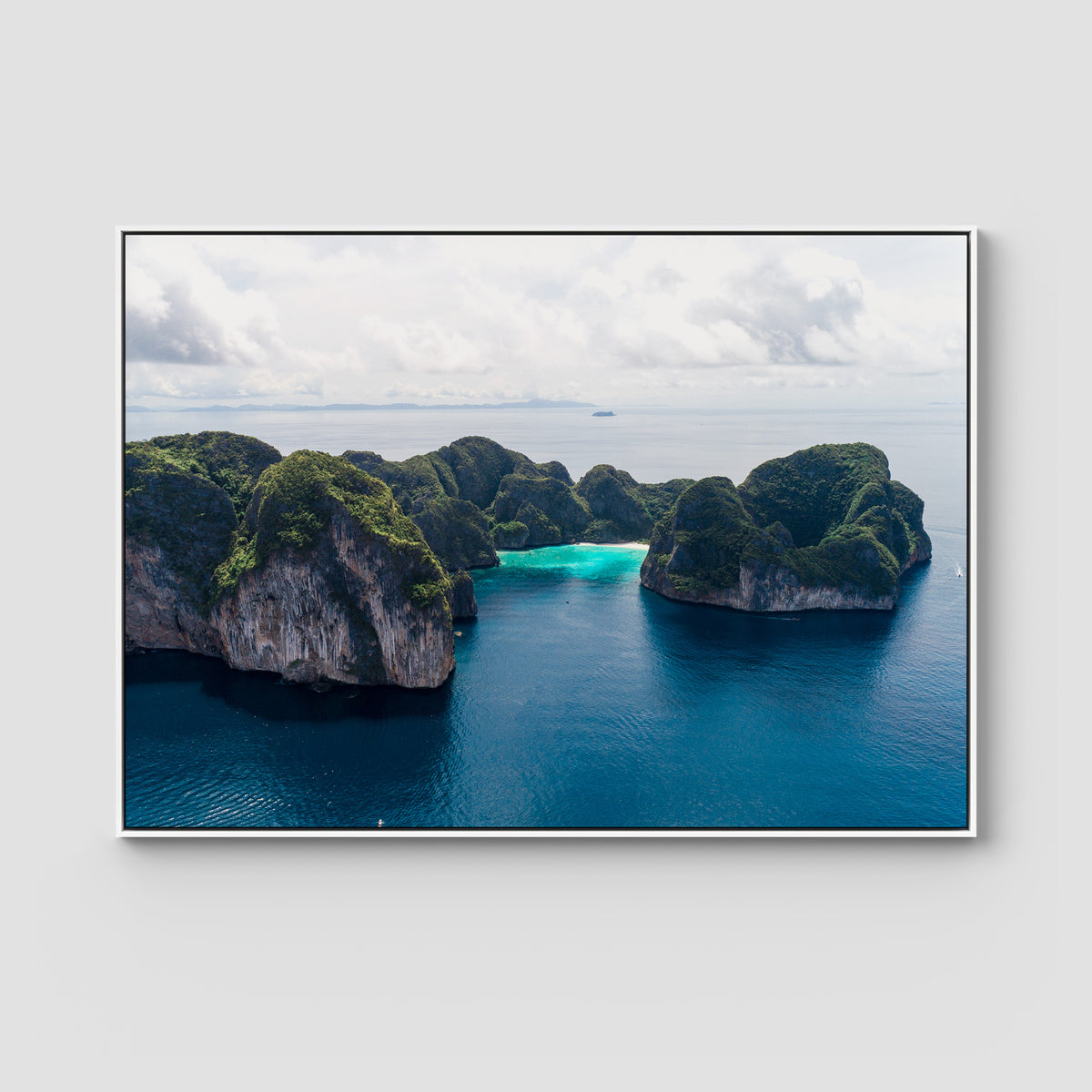 Koh Phi Phi Islands - Art Print - Float Frame Canvas - White - Landscape