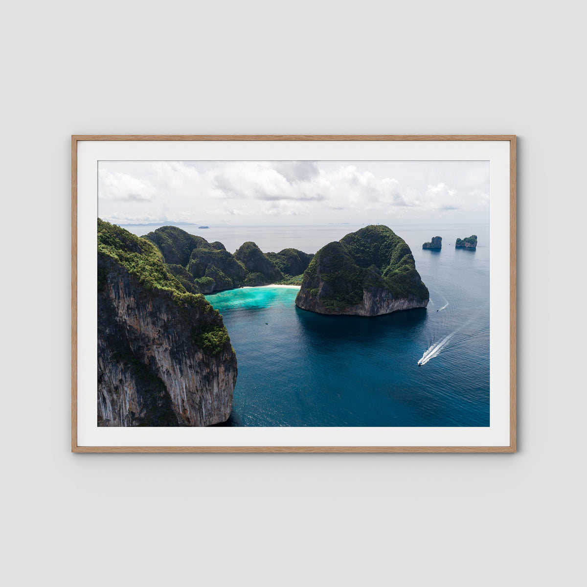 Maya Bay - Art Print - Traditional Frame - Raw Oak - Landscape