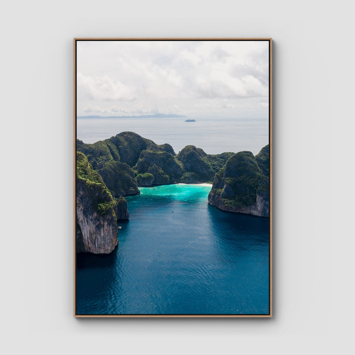 Koh Phi Phi Islands - Art Print - Float Frame Canvas - Raw Oak - Portrait