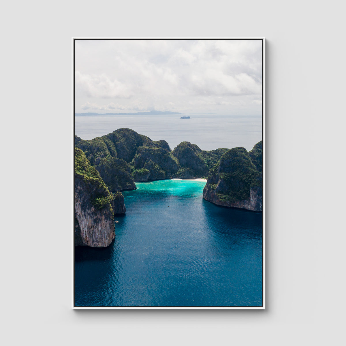 Koh Phi Phi Islands - Art Print - Float Frame Canvas - White - Portrait