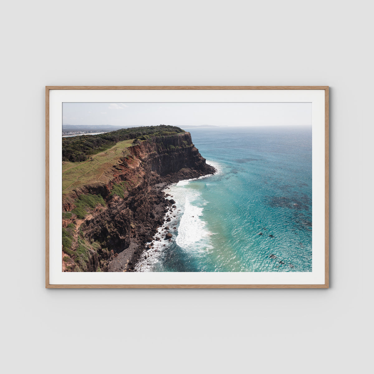 Edge of the Land - Lennox Head - Fine Art Print - Traditional Frame - Raw Oak - Landscape