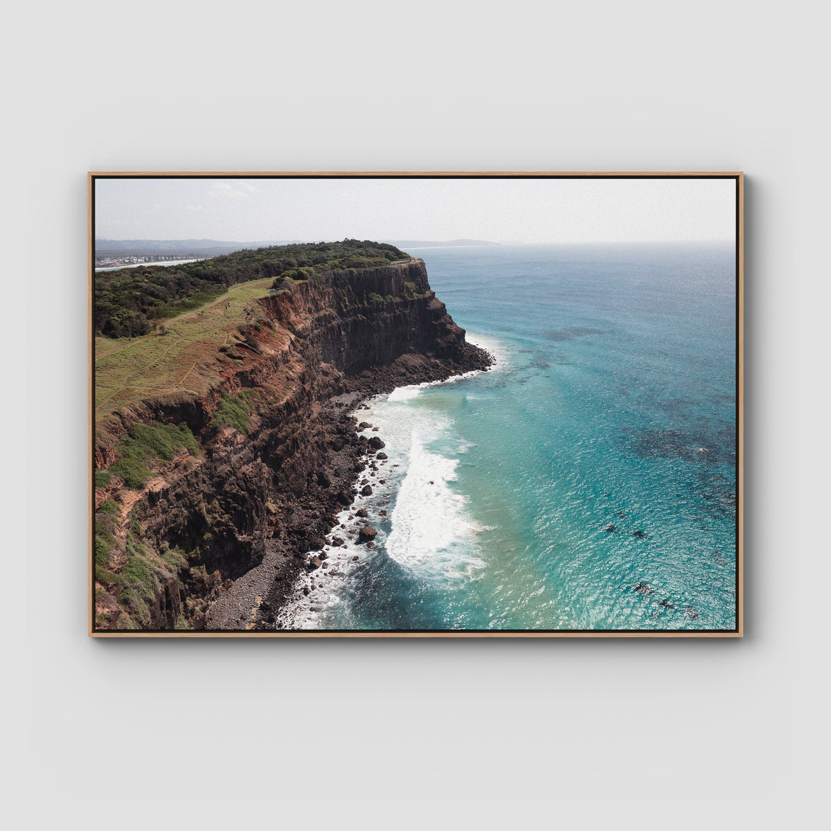 Edge of the Land - Lennox Head - Fine Art Print - Float Frame Canvas - Raw Oak - Landscape