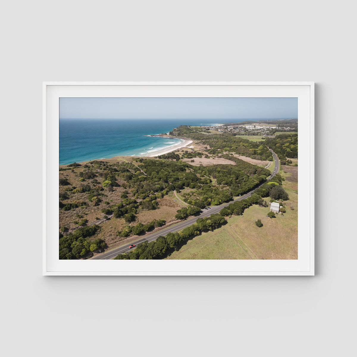 Coastal Road to Lennox - Fine Art Print - Traditional Frame - White - Landscape