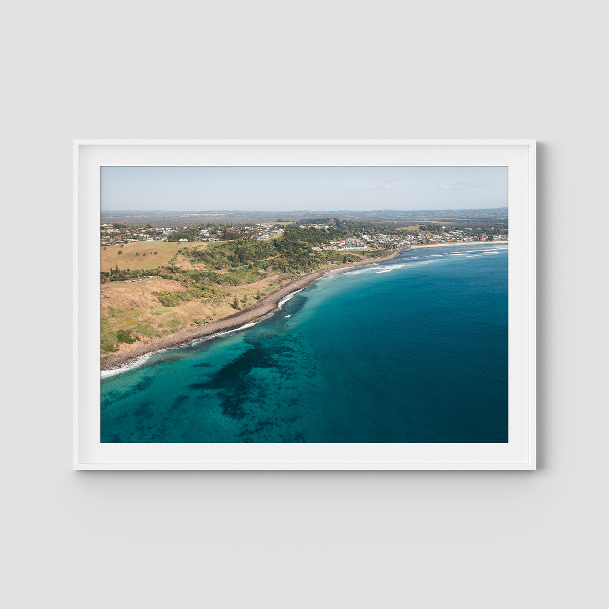 Lennox Coastal Curve - Fine Art Print - Traditional Frame - White - Landscape