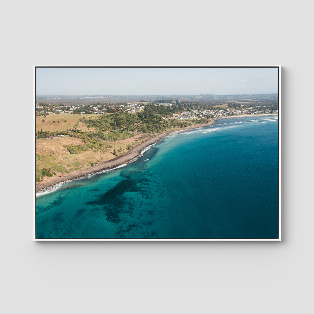 Lennox Coastal Curve - Fine Art Print - Float Frame Canvas - White - Landscape