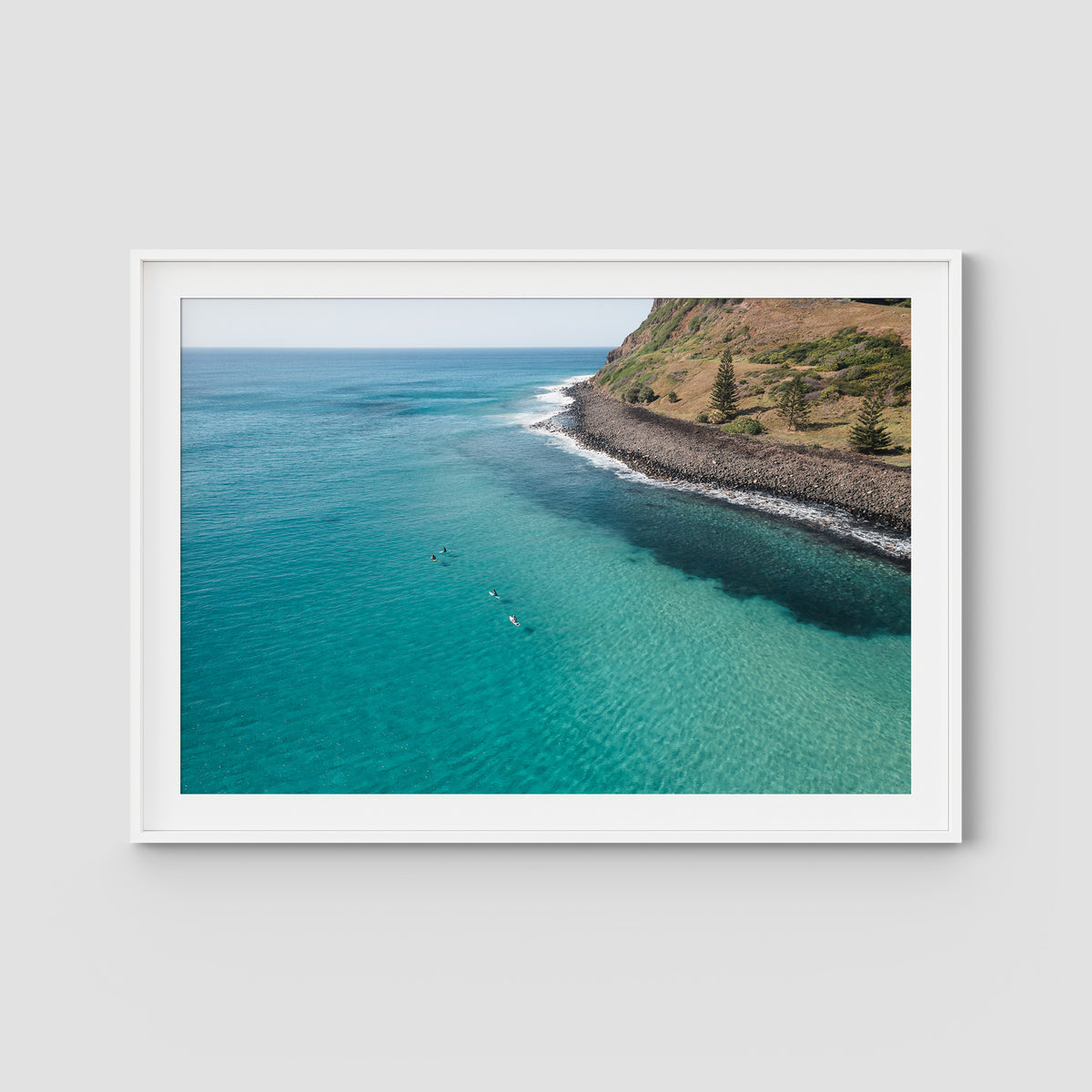 The Lineup - Lennox Head - Fine Art Print - Traditional Frame - White - Landscape