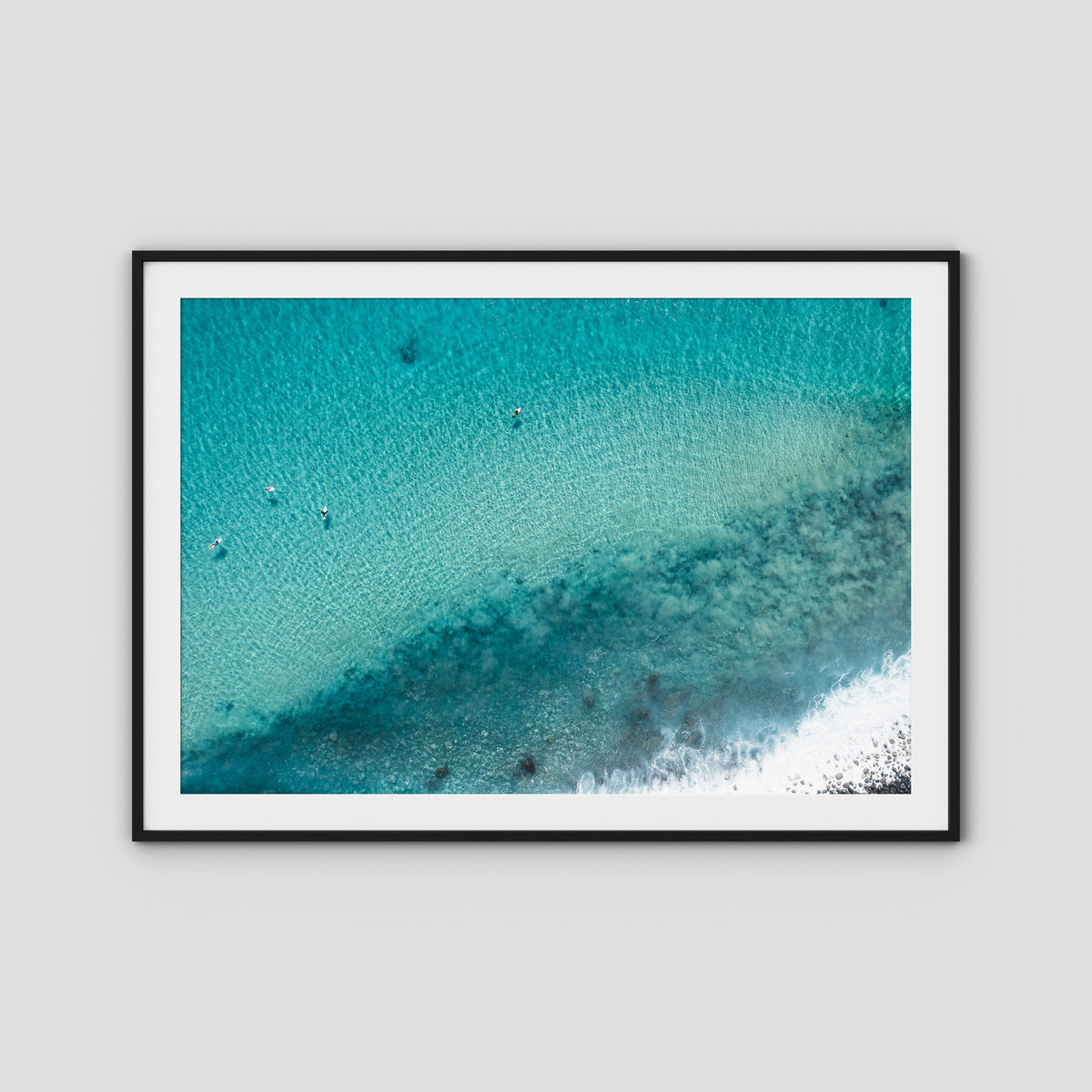 Turquoise Top Down - Lennox Head - Fine Art Print - Traditional Frame - Black - Landscape