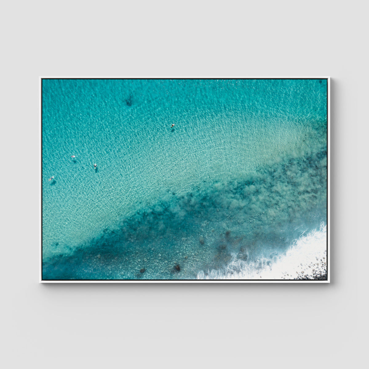 Turquoise Top Down - Lennox Head - Fine Art Print - Float Frame Canvas - White - Landscape