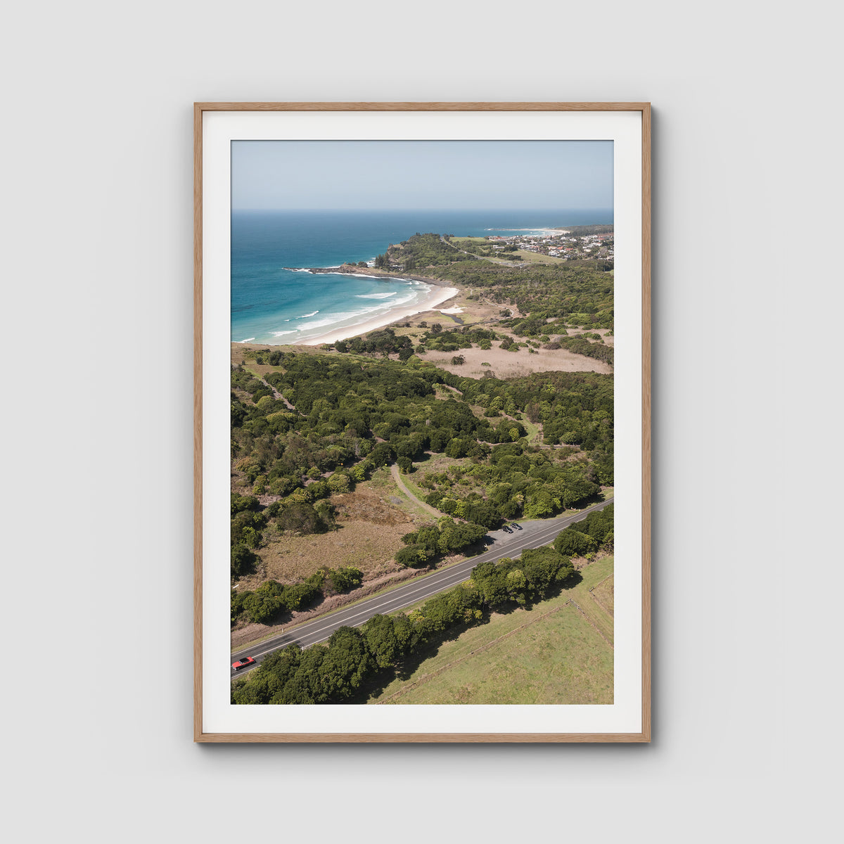Coastal Road to Lennox - Fine Art Print - Traditional Frame - Raw Oak - Portrait