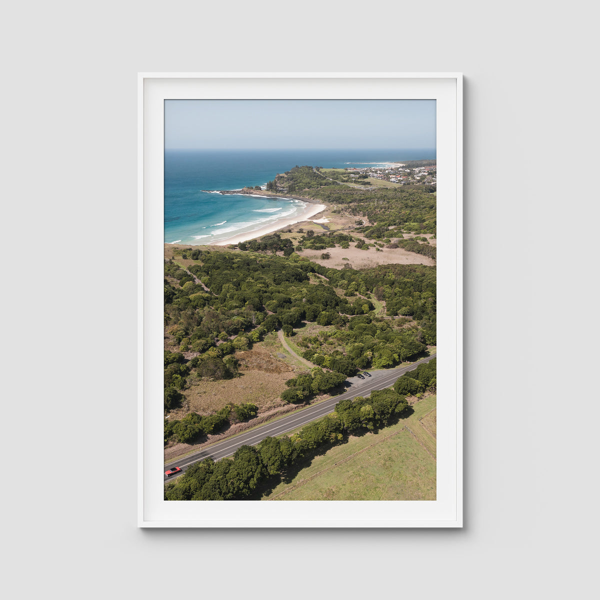 Coastal Road to Lennox - Fine Art Print - Traditional Frame - White - Portrait