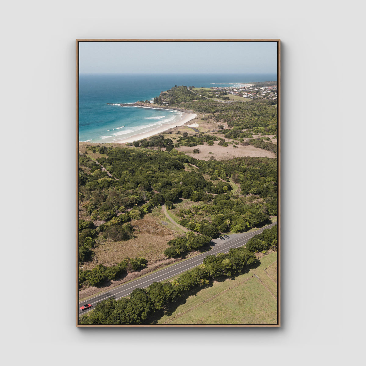 Coastal Road to Lennox - Fine Art Print - Float Frame Canvas - Raw Oak - Portrait