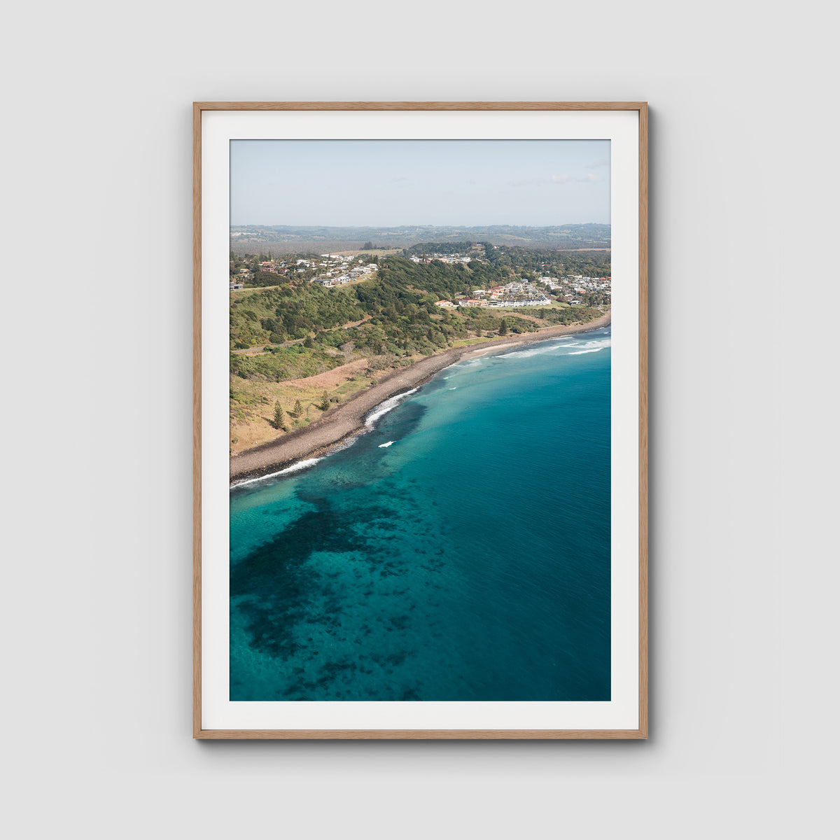 Lennox Coastal Curve - Fine Art Print - Traditional Frame - Raw Oak - Portrait