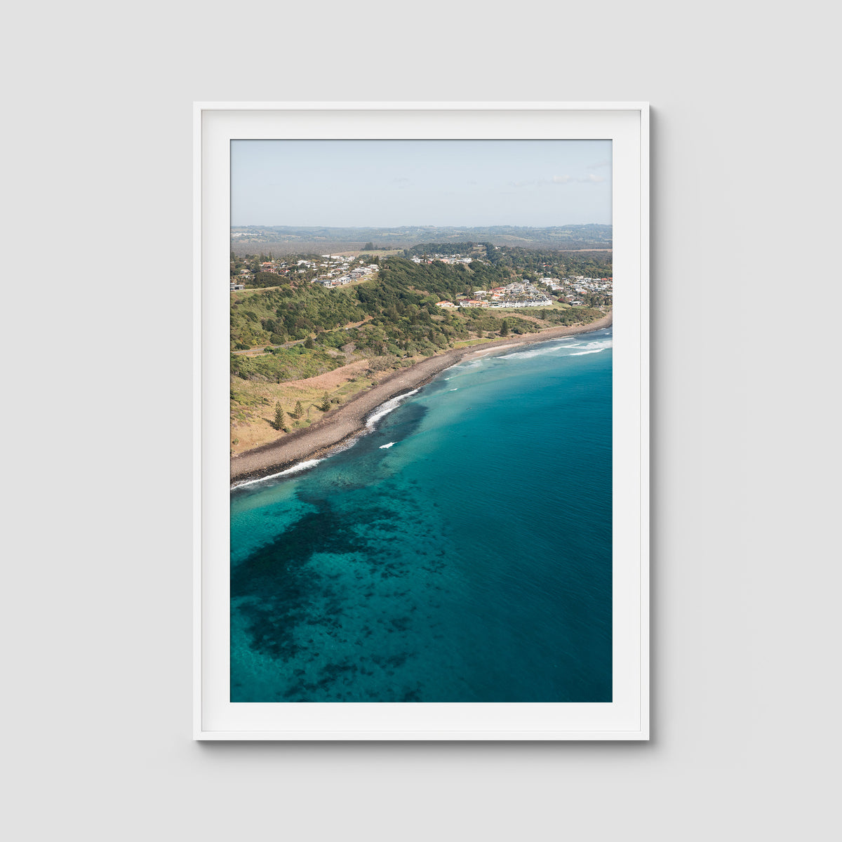 Lennox Coastal Curve - Fine Art Print - Traditional Frame - White - Portrait
