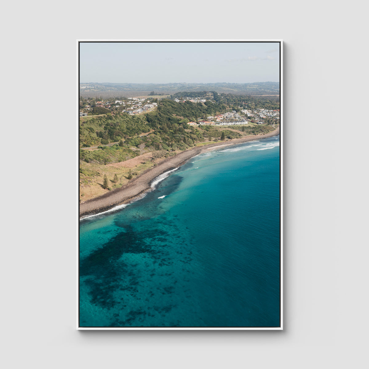 Lennox Coastal Curve - Fine Art Print - Float Frame Canvas - White - Portrait